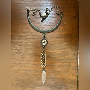 Bronze Crystal Pendant Choker Necklace